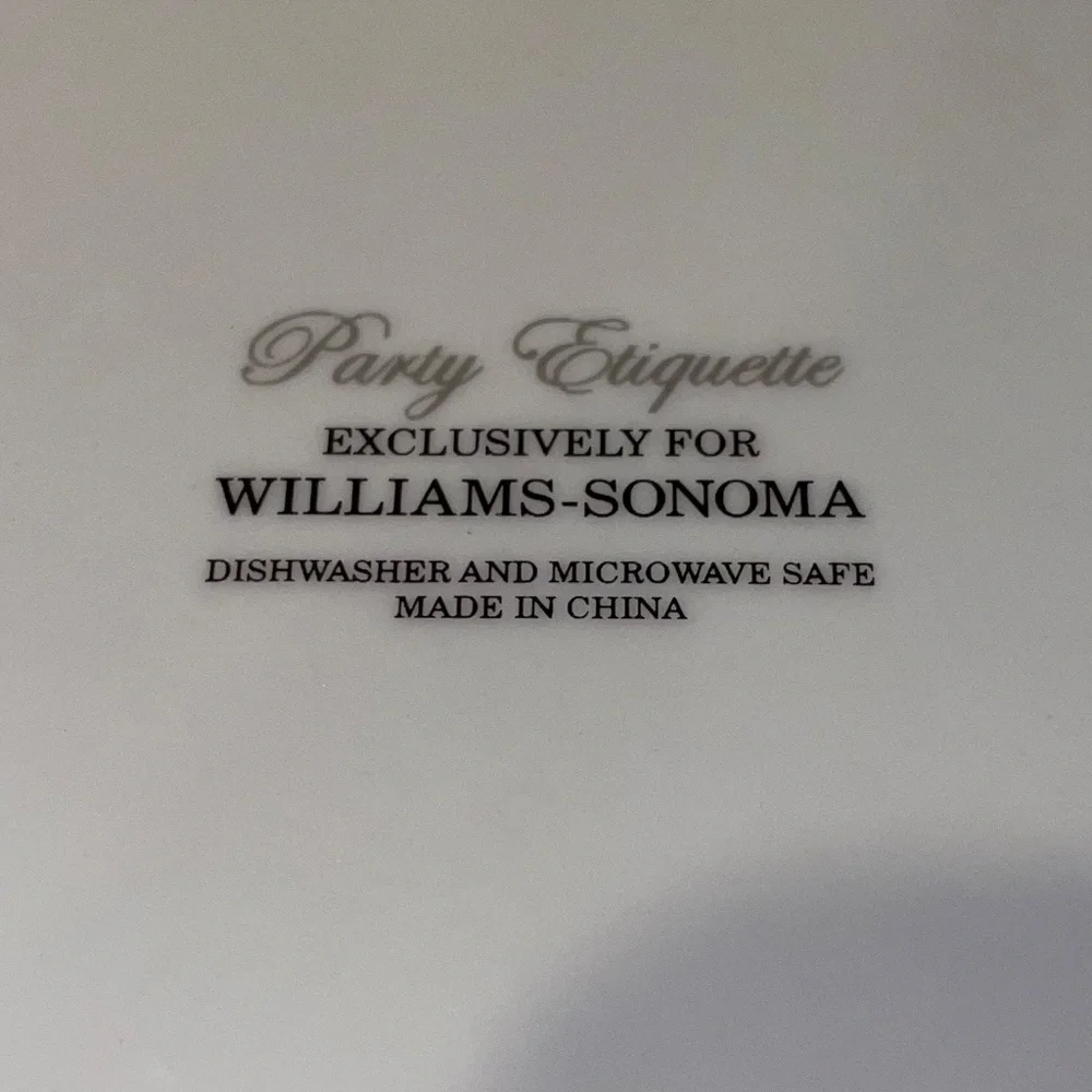 Williams Sonoma Party Etiquette Plate Set Appetizer Cheese Canapés Small Plates